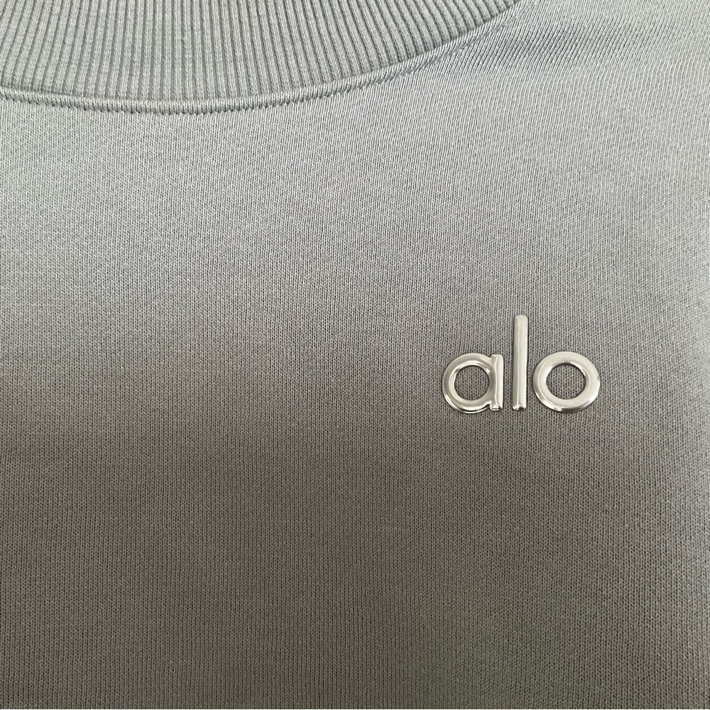 Alo Yoga Cropped Accolade Crewneck Lunar Grey S - Picture 6 of 7